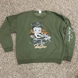 Betty Boop Graphic Olive Green Sweathsirt XL